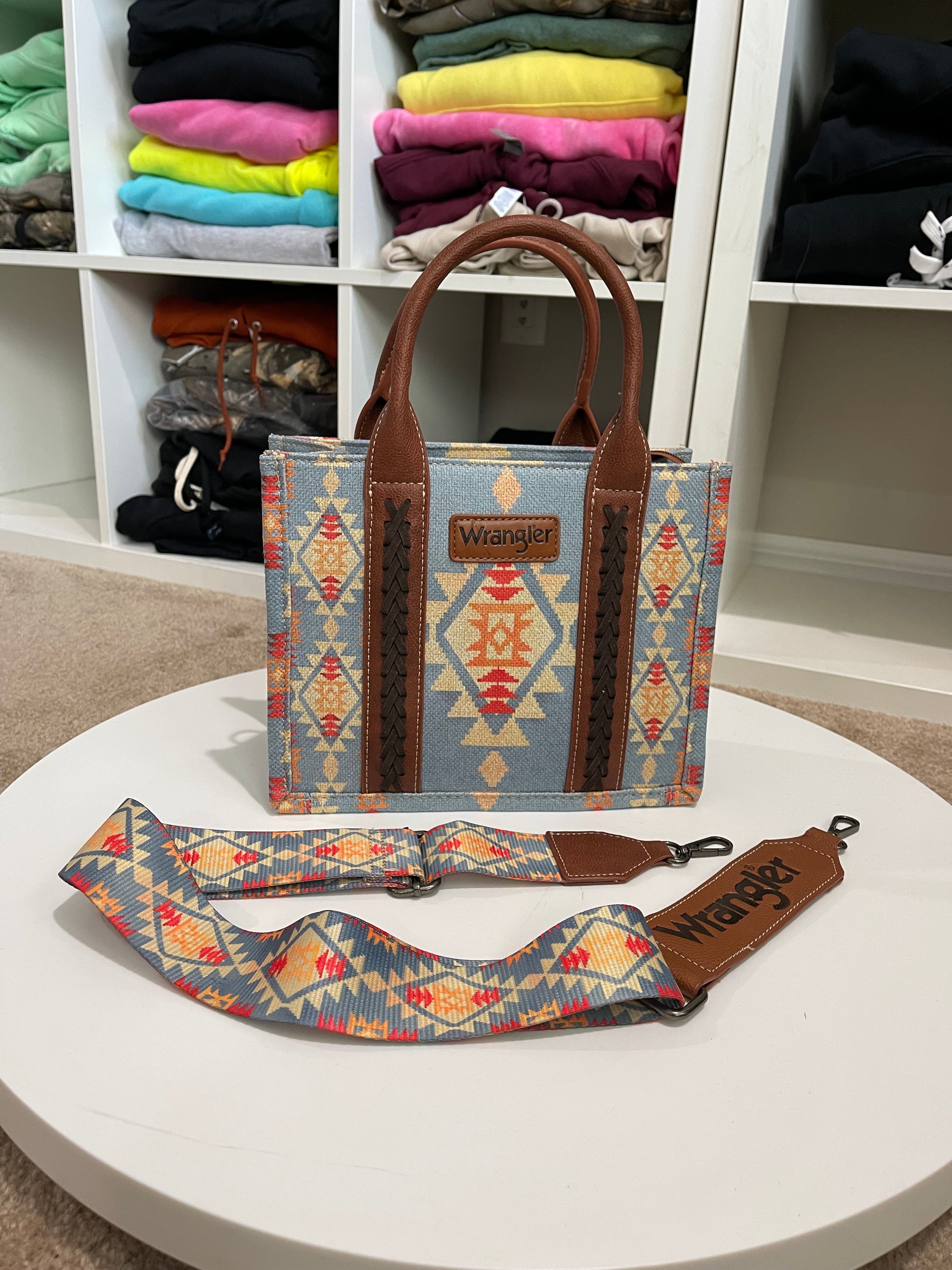 Rainbow Feathered Serpent Chevron with Natural Tan Leather Large Convertible  Day Bag with leather shoulder strap and backpack straps