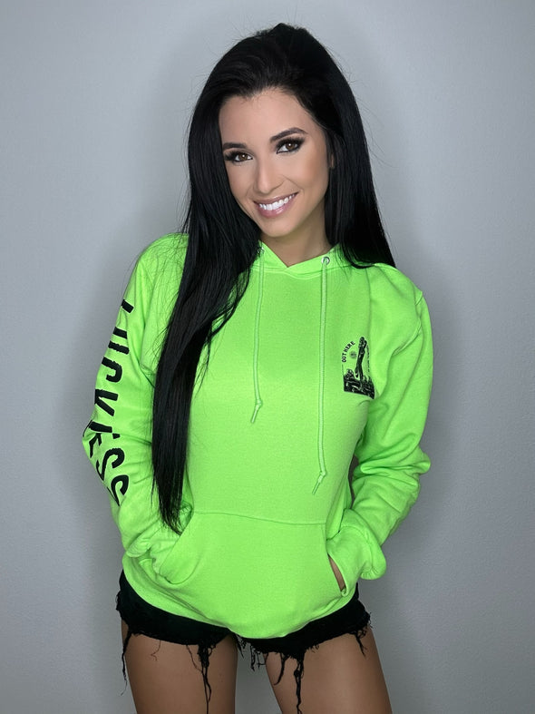 Out Here Being Wild Hoodie Neon Green