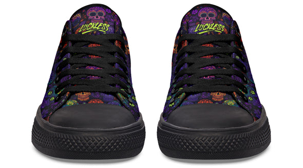 Blacklight Sugar Skull Low Tops