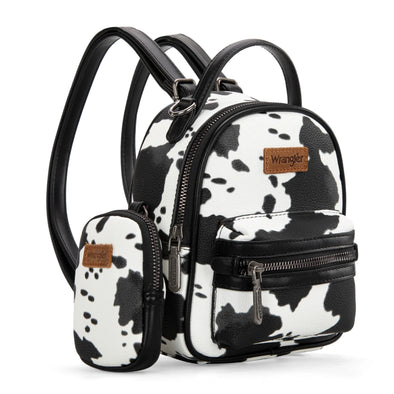 Wrangler Cow Print Mini Backpack With Coin Pouch - Black