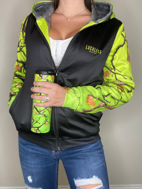 Hi-Vis Camo HEAVY ZIP FLEECE HOODIE - Luckless Outfitters