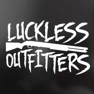 Luckless Outfitters Decal (White) - Luckless Outfitters - Country - Apparel - Music - Clothing - Redneck - Girl - Women - www.lucklessclothing.com - Matt - Ford Parody - Concert - She Wants the D - Lets Get Dirty - Mud Run - Mudding - 